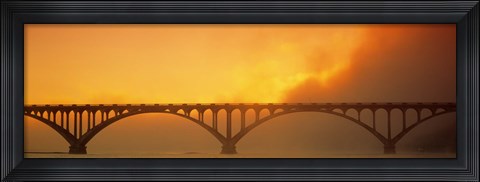 Framed Sunset Fog And Highway 101 Bridge CA Print