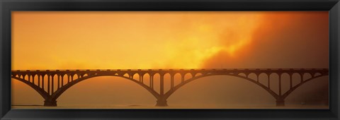 Framed Sunset Fog And Highway 101 Bridge CA Print