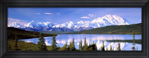 Framed Snow Covered Mountains, Wonder Lake, Denali National Park, Alaska Print