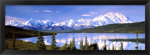 Framed Snow Covered Mountains, Wonder Lake, Denali National Park, Alaska Print
