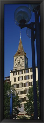 Framed Low angle view of a clock tower, Zurich, Canton Of Zurich, Switzerland Print