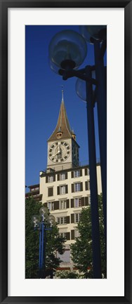 Framed Low angle view of a clock tower, Zurich, Canton Of Zurich, Switzerland Print