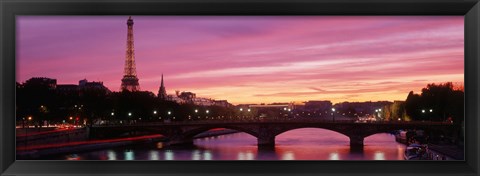 Framed Sunset, Romantic City, Eiffel Tower, Paris, France Print