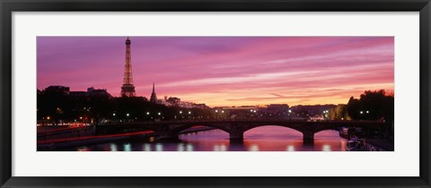 Framed Sunset, Romantic City, Eiffel Tower, Paris, France Print