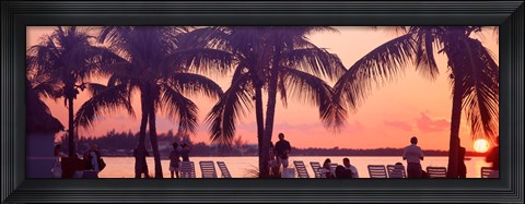 Framed Sunset on the beach, Miami Beach, Florida, USA Print