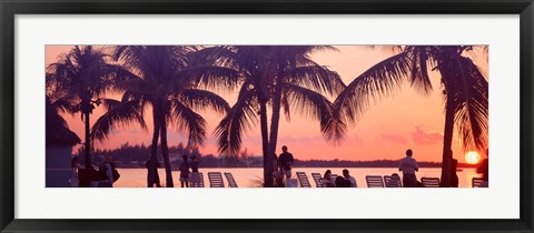 Framed Sunset on the beach, Miami Beach, Florida, USA Print