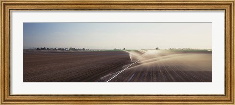 Framed USA, California, Central Valley, Irrigation in the field Print