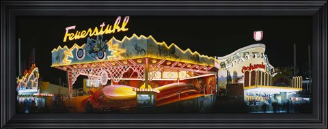 Framed Neon sign lit up at night, Oktoberfest, Munich, Bavaria, Germany Print
