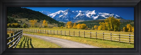 Framed Fence along a road, Sneffels Range, Colorado, USA Print