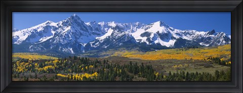 Framed Mountains covered in snow, Sneffels Range, Colorado, USA Print