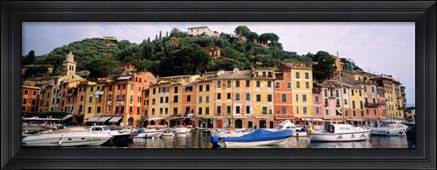 Framed Harbor Houses Portofino Italy Print