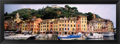 Framed Harbor Houses Portofino Italy Print