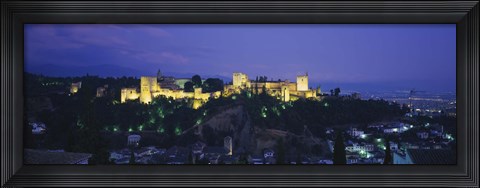 Framed Palace lit up at dusk, Alhambra, Granada, Andalusia, Spain Print
