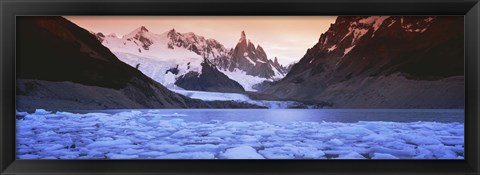 Framed Mountains covered in snow, Laguna Torre, Los Glaciares National Park, Patagonia, Argentina Print