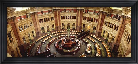 Framed High angle view of a library reading room, Library of Congress, Washington DC, USA Print