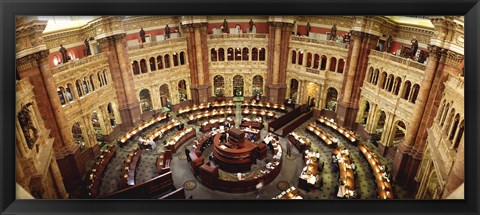 Framed High angle view of a library reading room, Library of Congress, Washington DC, USA Print