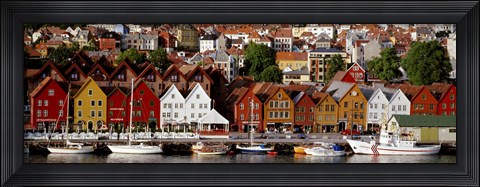 Framed Harbor in Bergen, Norway Print