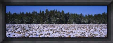 Framed Rocks in snow covered landscape, Hickory Run State Park, Pocono Mountains, Pennsylvania, USA Print