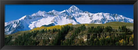 Framed Snowcapped mountains on a landscape, Wilson Peak in autum, San Juan Mountains, near Telluride, Colorado Print