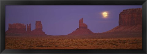 Framed Moon over Monument Valley Tribal Park, Arizona Print