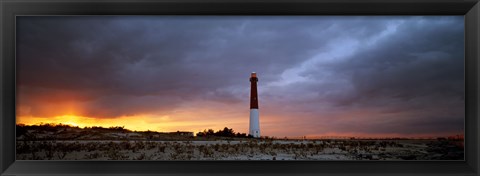 Framed Sunset, Barnegat Lighthouse State Park, New Jersey, USA Print