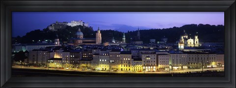 Framed Austria, Salzburg, Salzach River at dusk Print