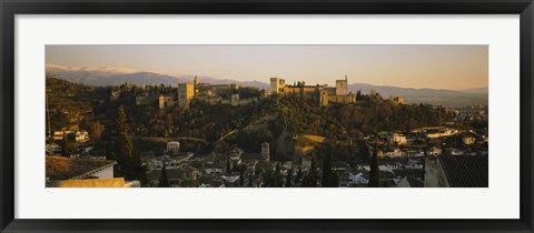 Framed High angle view of a city, Alhambra, Granada, Spain Print