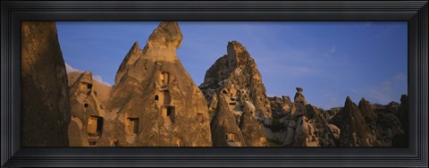 Framed Rock formations on a landscape, Uchisar, Cappadocia, Anatolia, Turkey Print