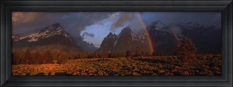 Framed Sunrise &amp; rainbow Grand Teton National Park WY USA Print