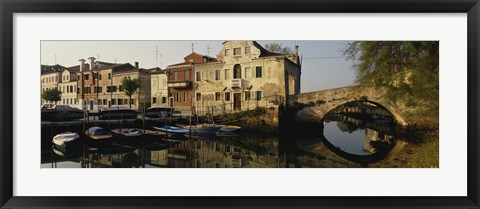 Framed Reflection of boats and houses in water, Venice, Veneto, Italy Print