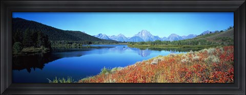 Framed Reflection of mountain in a river, Oxbow Bend, Teton Range, Grand Teton National Park, Wyoming, USA Print