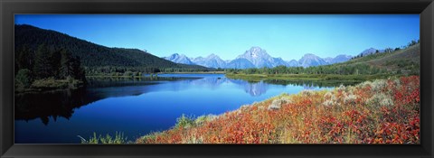 Framed Reflection of mountain in a river, Oxbow Bend, Teton Range, Grand Teton National Park, Wyoming, USA Print