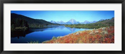 Framed Reflection of mountain in a river, Oxbow Bend, Teton Range, Grand Teton National Park, Wyoming, USA Print