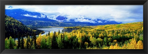 Framed Panoramic View Of A Landscape, Yukon River, Alaska, USA, Print