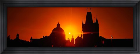 Framed Sunrise Tower Charles Bridge Czech Republic Print