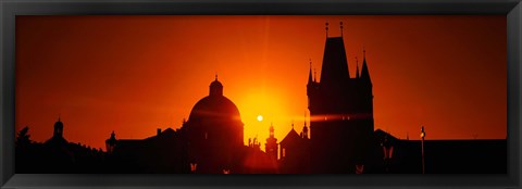 Framed Sunrise Tower Charles Bridge Czech Republic Print