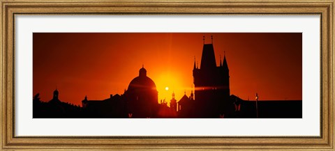 Framed Sunrise Tower Charles Bridge Czech Republic Print