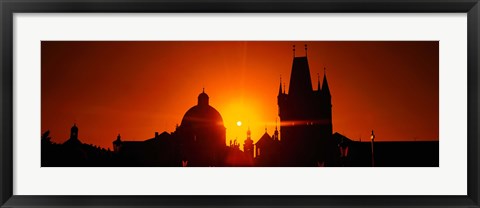 Framed Sunrise Tower Charles Bridge Czech Republic Print