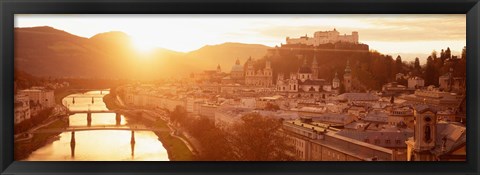 Framed Austria, Salzburg, Sunrise over Salzach River Print