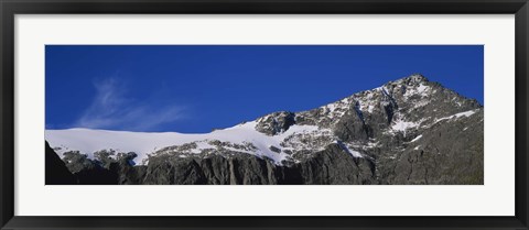 Framed Low angle view of snow on a mountain, Darran Mountains, Fiordland National Park, South Island New Zealand, New Zealand Print