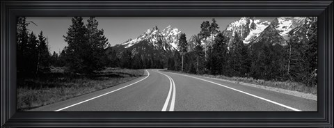Framed Road Winding Through Teton Range, Grand Teton National Park, Wyoming, USA Print
