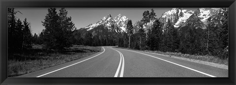 Framed Road Winding Through Teton Range, Grand Teton National Park, Wyoming, USA Print