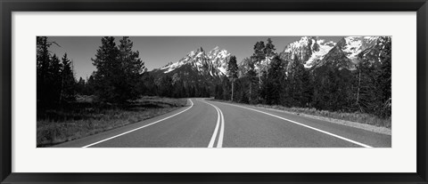 Framed Road Winding Through Teton Range, Grand Teton National Park, Wyoming, USA Print