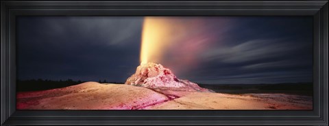 Framed Steam erupting from a geyser, White Dome Geyser, Lower Geyser Basin, Yellowstone National Park, Wyoming, USA Print