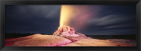 Framed Steam erupting from a geyser, White Dome Geyser, Lower Geyser Basin, Yellowstone National Park, Wyoming, USA Print