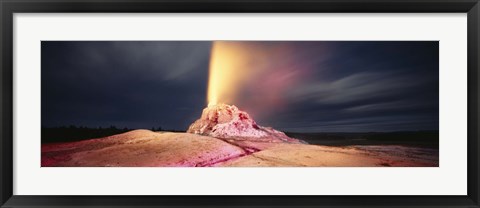 Framed Steam erupting from a geyser, White Dome Geyser, Lower Geyser Basin, Yellowstone National Park, Wyoming, USA Print