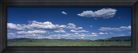 Framed Clouds and meadow, Wyoming, USA Print