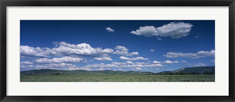 Framed Clouds and meadow, Wyoming, USA Print