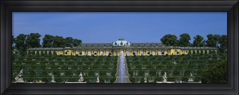 Framed Formal garden in front of a palace, Sanssouci Palace, Potsdam, Brandenburg, Germany Print