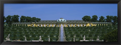 Framed Formal garden in front of a palace, Sanssouci Palace, Potsdam, Brandenburg, Germany Print